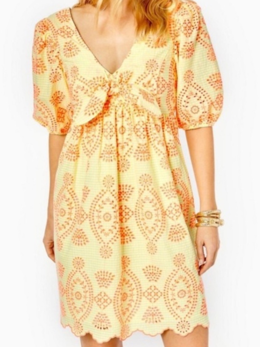 Lilly Pulitzer Sarafina Gingham Eyelet Mini Dress Yellow